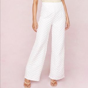 NWT Nasty Gal Textured High Waisted White Wideleg Pants